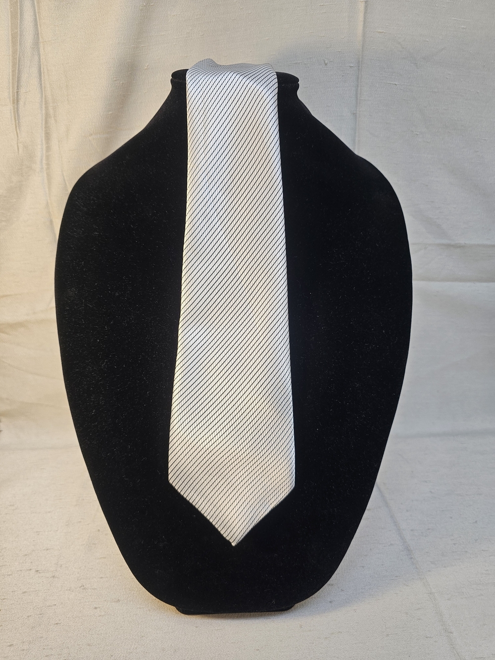 Emilio Cipriani Men's Silk Diagonal Stripe Tie in White and Black